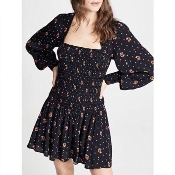 Free People Two Faces Long Sleeve Black Mini Dress Small NWT - Picture 1 of 11